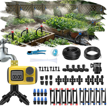 165FT Drip Irrigation System with Smart Timer, Brass Connectors | Programmable Timer, 165FT Tubing, Brass Connectors, Adjustable Drippers, Quick DIY Installation. — product view 2