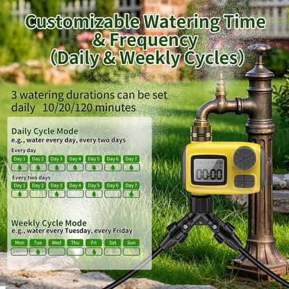 165FT Drip Irrigation System with Smart Timer, Brass Connectors | Programmable Timer, 165FT Tubing, Brass Connectors, Adjustable Drippers, Quick DIY Installation. — product view 4