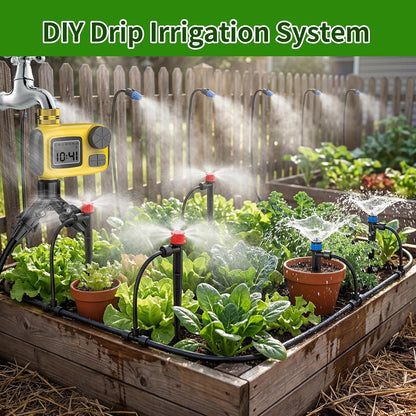 165FT Drip Irrigation System with Smart Timer, Brass Connectors | Programmable Timer, 165FT Tubing, Brass Connectors, Adjustable Drippers, Quick DIY Installation. — product view 7