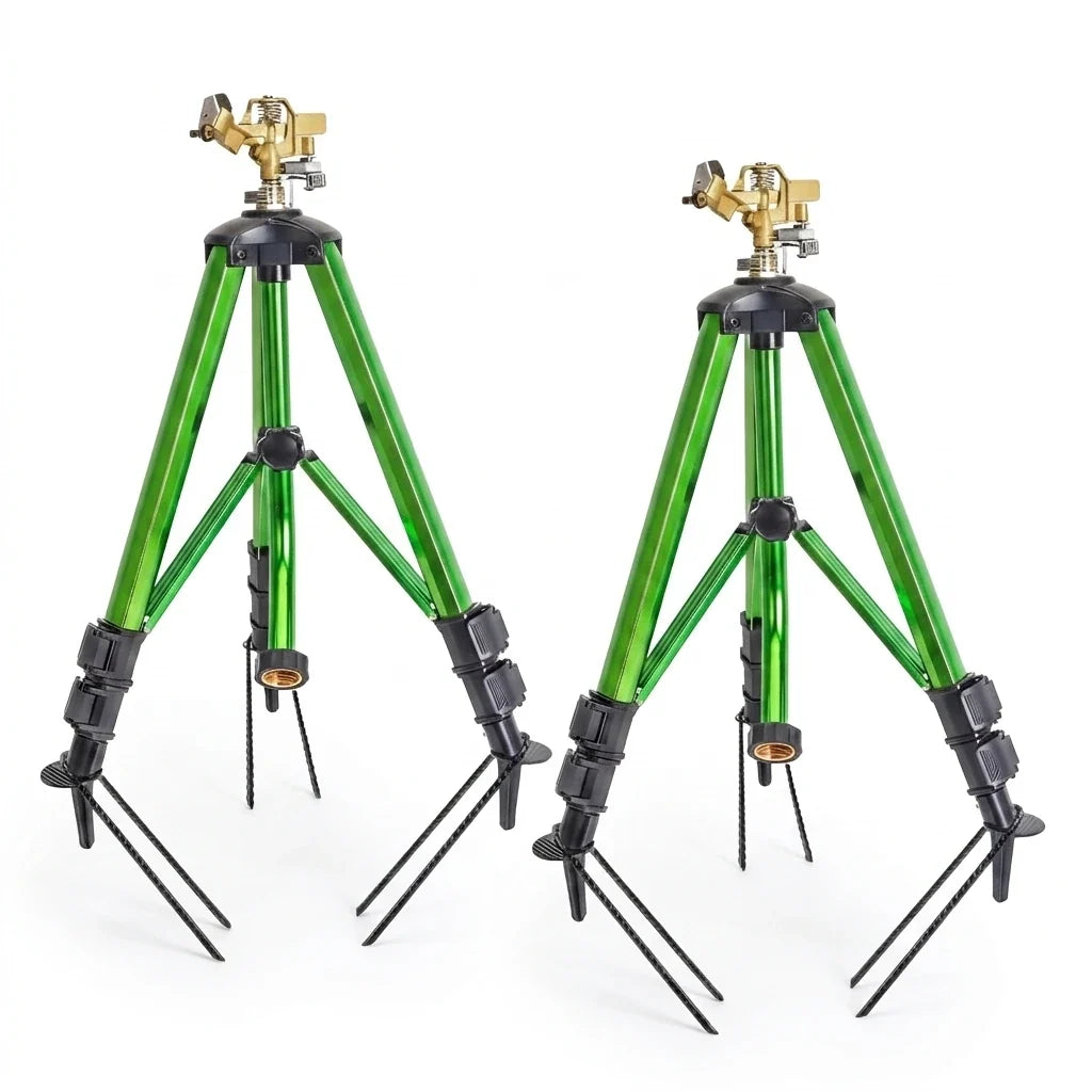 360° Rotating Brass Tripod Lawn Sprinkler – 2 Pack