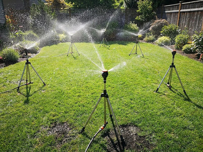 Customer photo of Rotating Oscillating Lawn Sprinkler – Adjustable 360° Spray